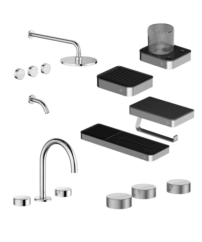 FV COMBO GRIFERIA GRIP CROMO + ACCESORIOS INOX