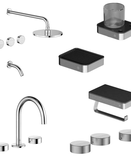 FV COMBO GRIFERIA GRIP CROMO + ACCESORIOS INOX