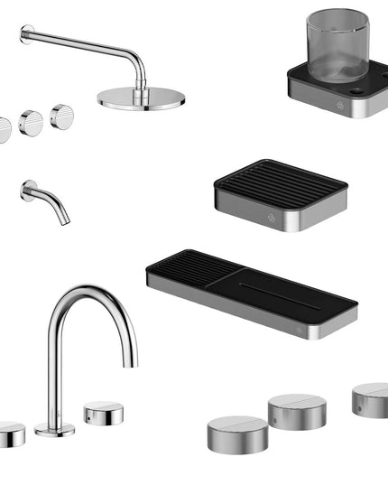 FV COMBO GRIFERIA GRIP CROMO + ACCESORIOS INOX