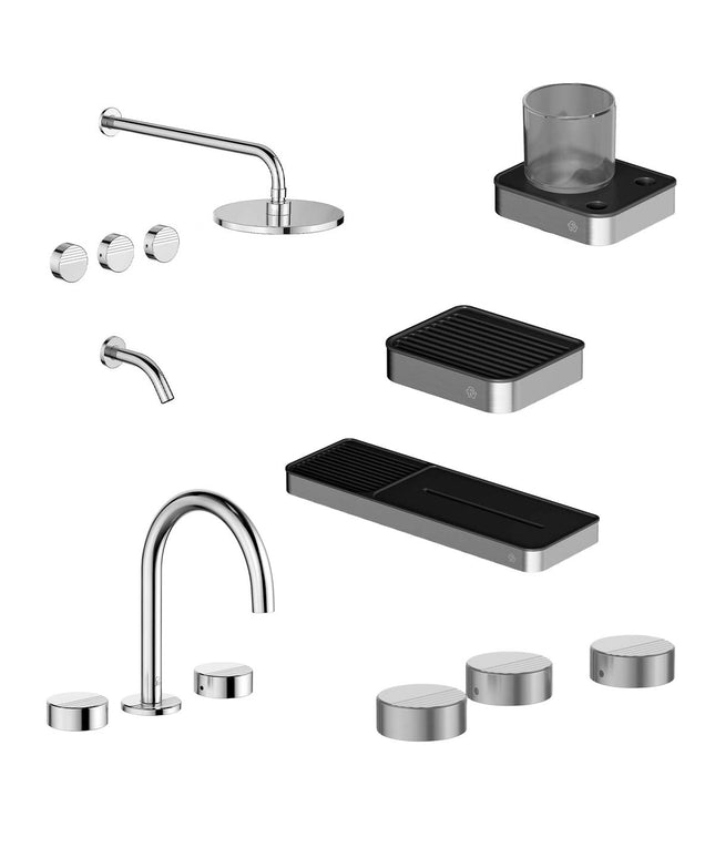 FV COMBO GRIFERIA GRIP CROMO + ACCESORIOS INOX