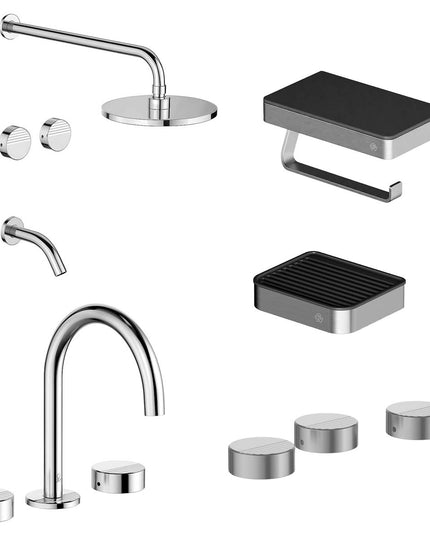 FV COMBO GRIFERIA GRIP CROMO + ACCESORIOS INOX