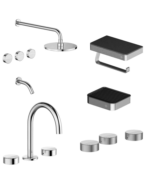 FV COMBO GRIFERIA GRIP CROMO + ACCESORIOS INOX