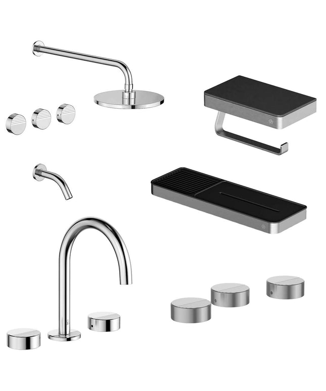 FV COMBO GRIFERIA GRIP CROMO + ACCESORIOS INOX