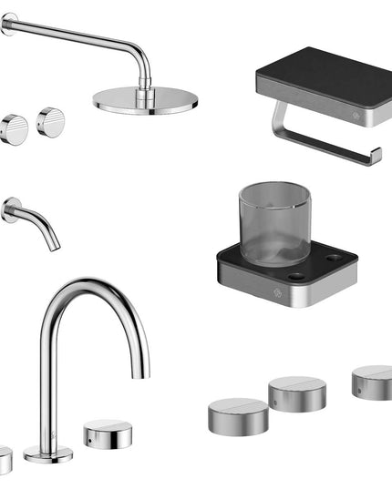 FV COMBO GRIFERIA GRIP CROMO + ACCESORIOS INOX