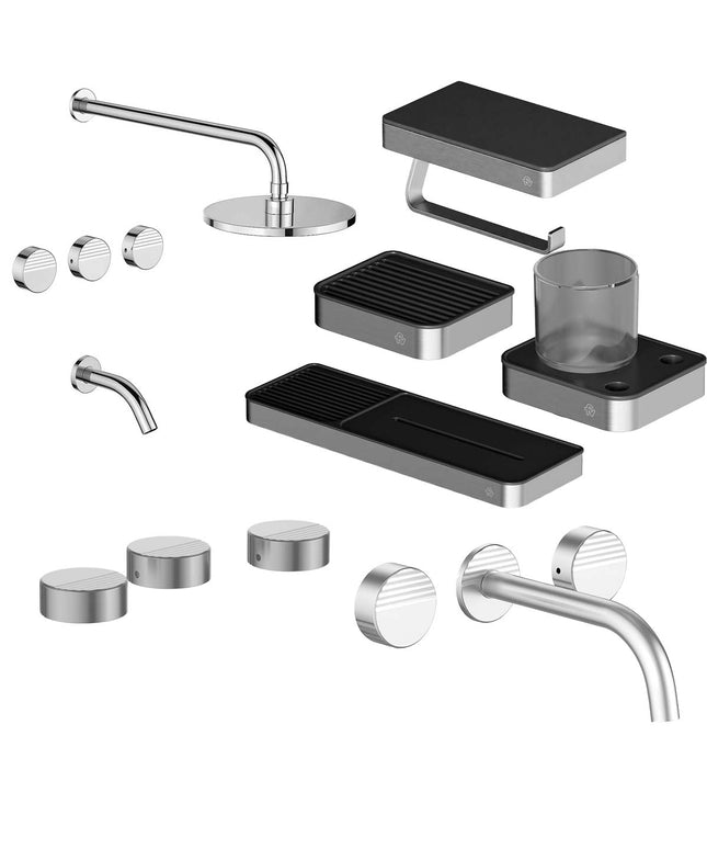 FV COMBO GRIFERIA GRIP CROMO + ACCESORIOS INOX