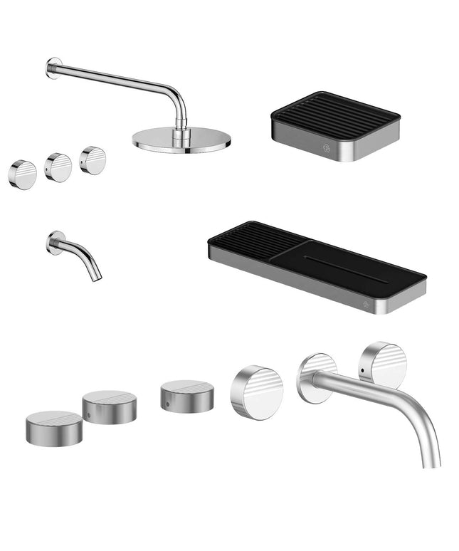 FV COMBO GRIFERIA GRIP CROMO + ACCESORIOS INOX