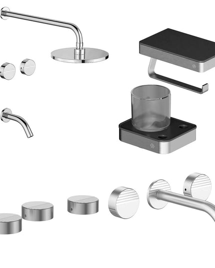 FV COMBO GRIFERIA GRIP CROMO + ACCESORIOS INOX