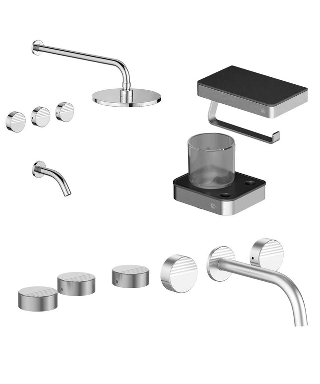FV COMBO GRIFERIA GRIP CROMO + ACCESORIOS INOX