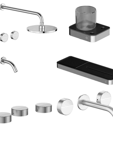 FV COMBO GRIFERIA GRIP CROMO + ACCESORIOS INOX