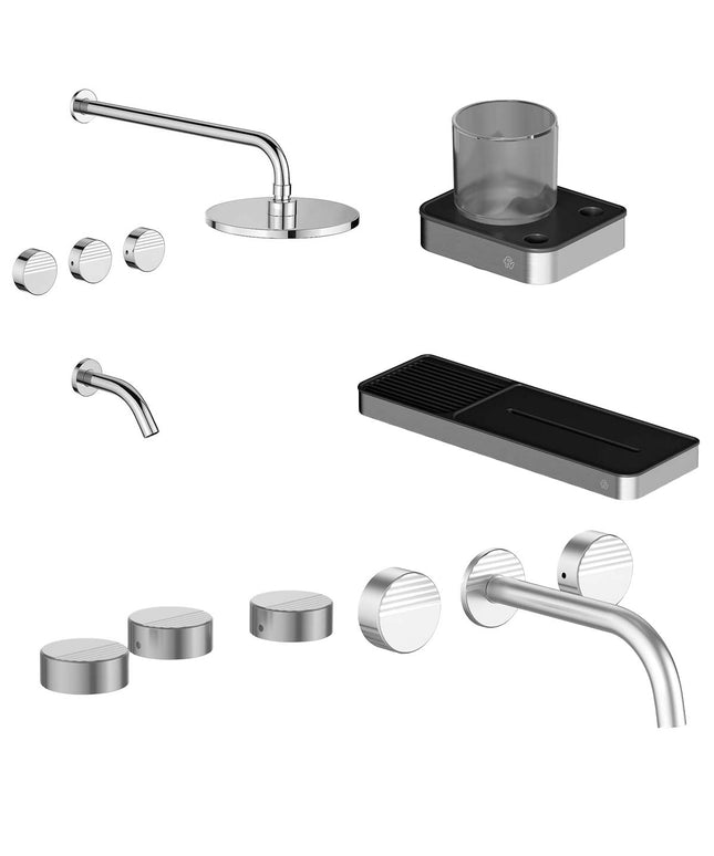 FV COMBO GRIFERIA GRIP CROMO + ACCESORIOS INOX