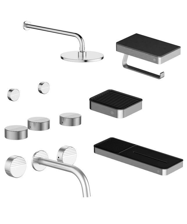 FV COMBO GRIFERIA GRIP CROMO + ACCESORIOS INOX