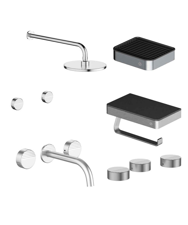 FV COMBO GRIFERIA GRIP CROMO + ACCESORIOS INOX