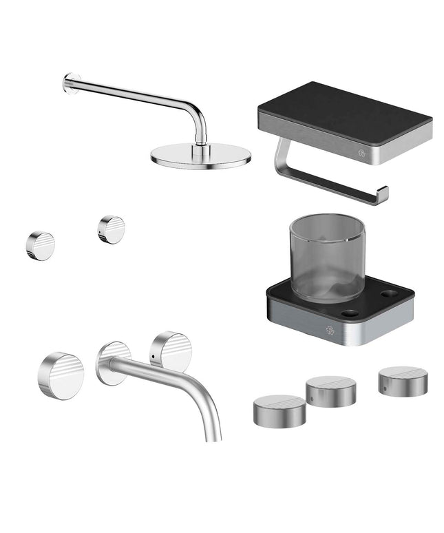 FV COMBO GRIFERIA GRIP CROMO + ACCESORIOS INOX