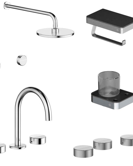 FV COMBO GRIFERIA GRIP CROMO + ACCESORIOS INOX