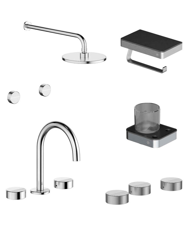 FV COMBO GRIFERIA GRIP CROMO + ACCESORIOS INOX