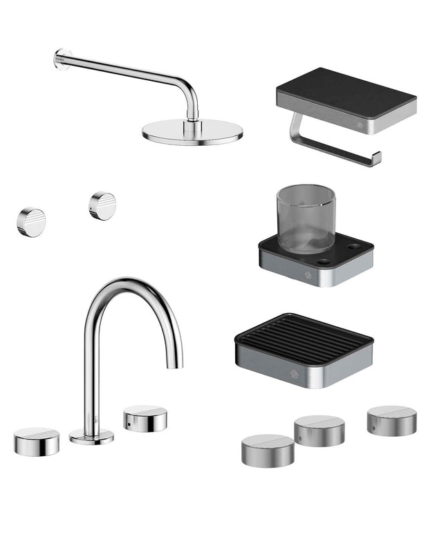 FV COMBO GRIFERIA GRIP CROMO + ACCESORIOS INOX