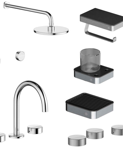 FV COMBO GRIFERIA GRIP CROMO + ACCESORIOS INOX