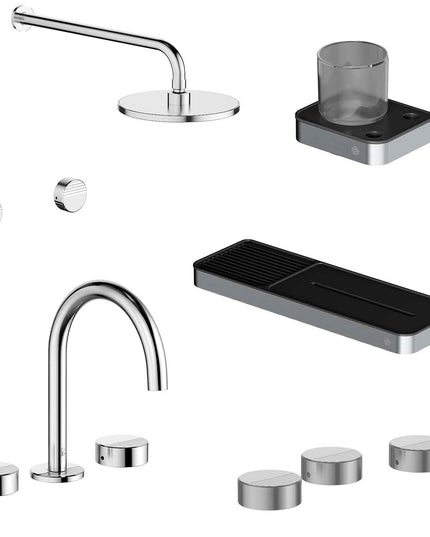 FV COMBO GRIFERIA GRIP CROMO + ACCESORIOS INOX