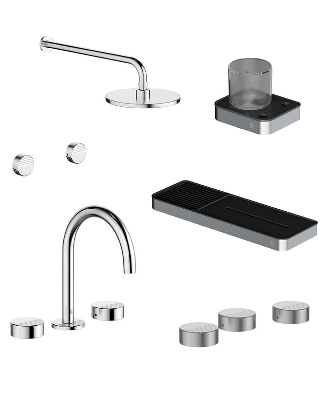 FV COMBO GRIFERIA GRIP CROMO + ACCESORIOS INOX