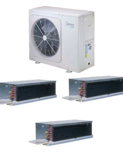 MIDEA BOMBA CALOR AEROTERMIA 16KW Y CARRIER FAN COIL BAJA SILUETA AF Y AC 12K + CARRIER FAN COIL BAJA SILUETA AF Y AC 24K