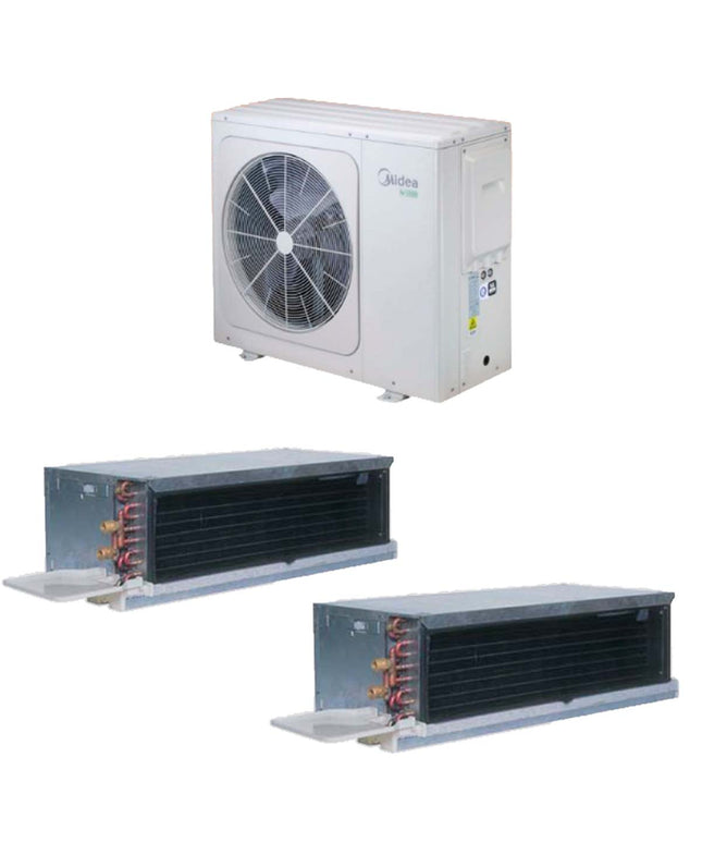 MIDEA BOMBA CALOR AEROTERMIA 16KW Y CARRIER FAN COIL BAJA SILUETA AF Y AC 12K + CARRIER FAN COIL BAJA SILUETA AF Y AC 30K