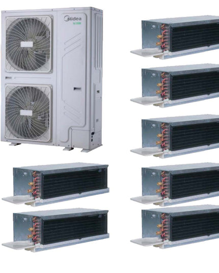 MIDEA BOMBA CALOR AEROTERMIA 26KW  Y CARRIER FAN COIL BAJA SILUETA AF Y AC 12K BTU/H UNIDAD HEAVY DUTY