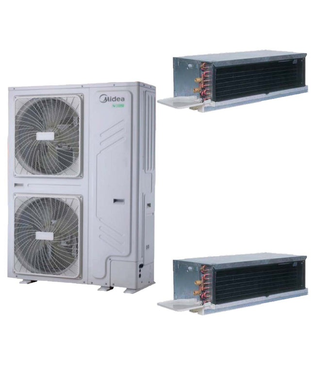 MIDEA BOMBA CALOR AEROTERMIA 26KW Y CARRIER FAN COIL BAJA SILUETA AF Y AC 55K + CARRIER FAN COIL BAJA SILUETA AF Y AC 30K