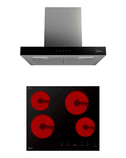 MIDEA CAMPANA EXTRACTORA DE HUMO Y ANAFE ELECTRICO NEGRO