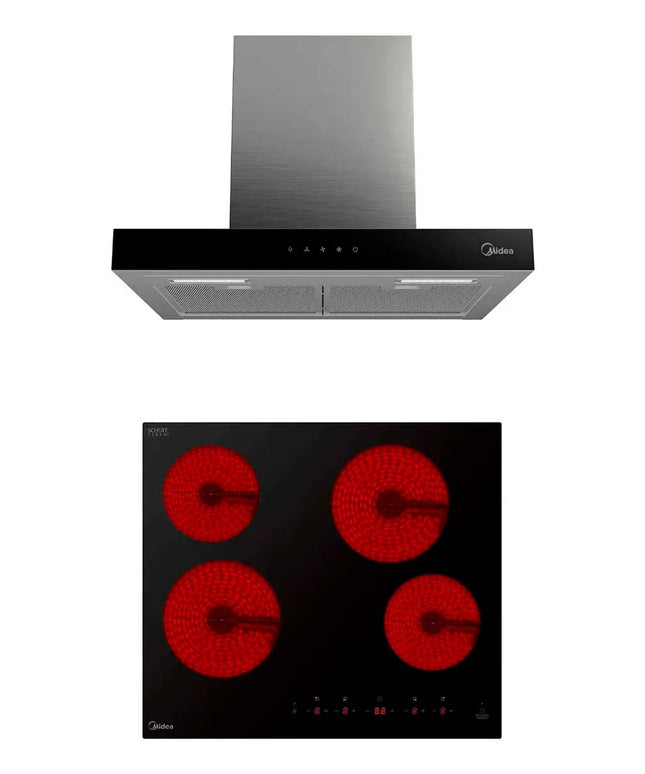 MIDEA CAMPANA EXTRACTORA DE HUMO Y ANAFE ELECTRICO NEGRO