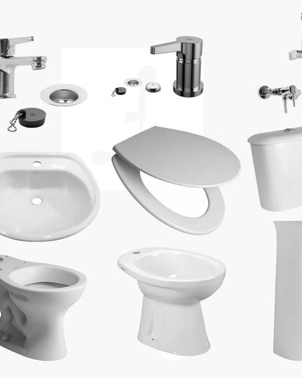 JUEGO DE BAÑO 9 PIEZAS ANDINA FERRUM Y GRIFERIA ALBA FV MONOCOMANDO</p><p>
