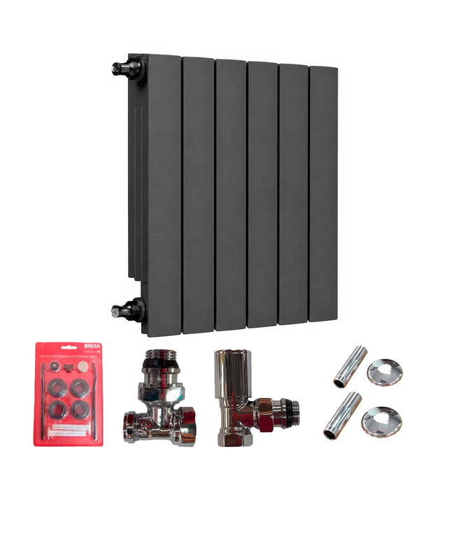 PEISA RADIADOR BR 500 NEGRO 6 ELEMENTOS + KIT DE INSTALACION