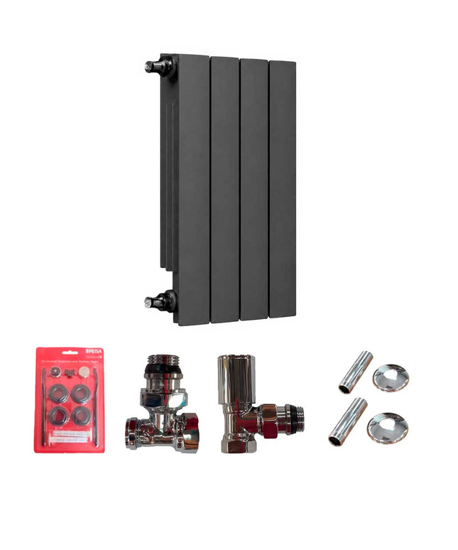 PEISA RADIADOR BR 500 NEGRO 4 ELEMENTOS + KIT DE INSTALACION