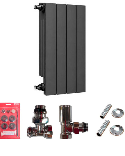 PEISA RADIADOR BR 500 NEGRO 4 ELEMENTOS + KIT DE INSTALACION