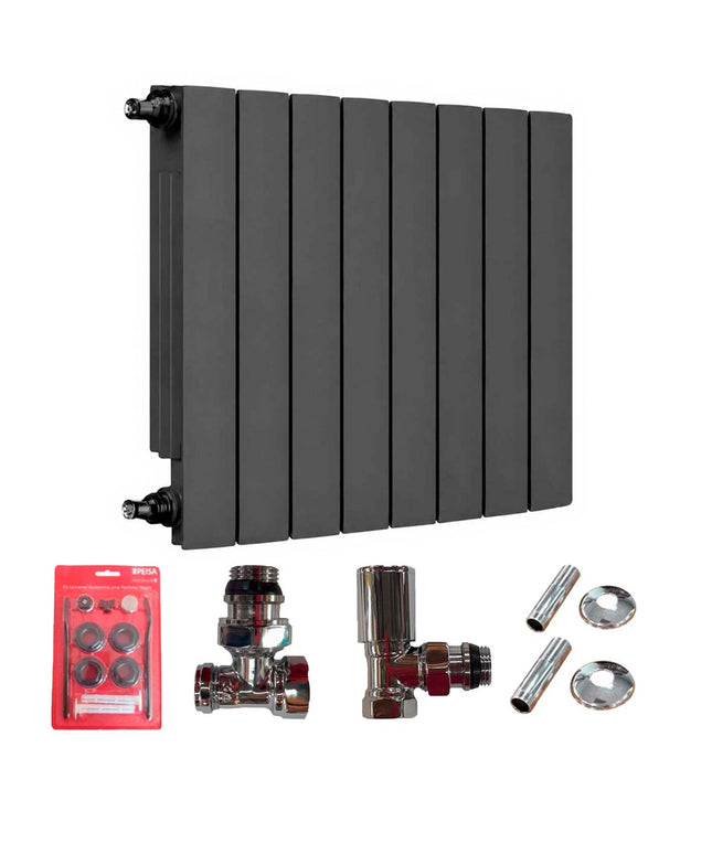 PEISA RADIADOR BR 500 NEGRO 8 ELEMENTOS + KIT DE INSTALACION