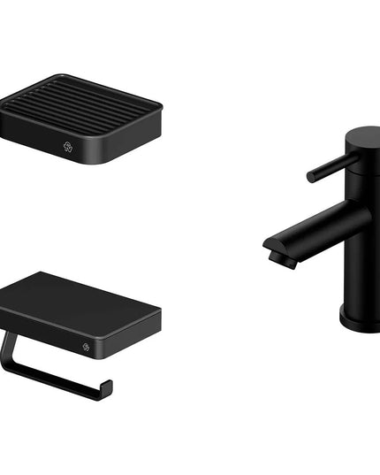 FV INOX ONE LAVATORIO MONOC JABONERA PORTA ROLLO NEGRO