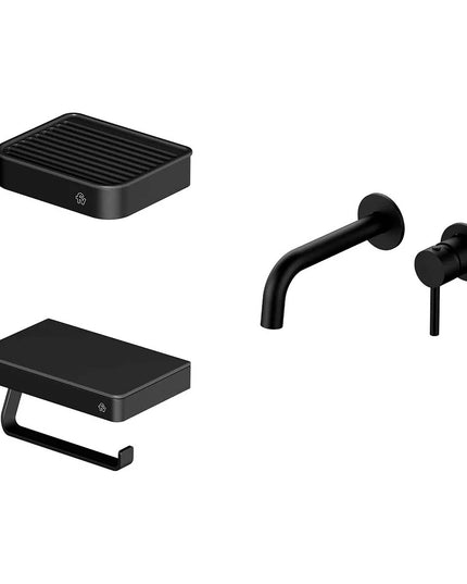 FV INOX ONE LAVATORIO PARED JABONERA PORTA ROLLO NEGRO