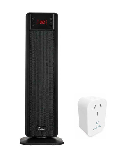 CALEFACTOR TORRE MIDEA CON PLACA CERAMICA NEGRO WIFI ZENTRAL