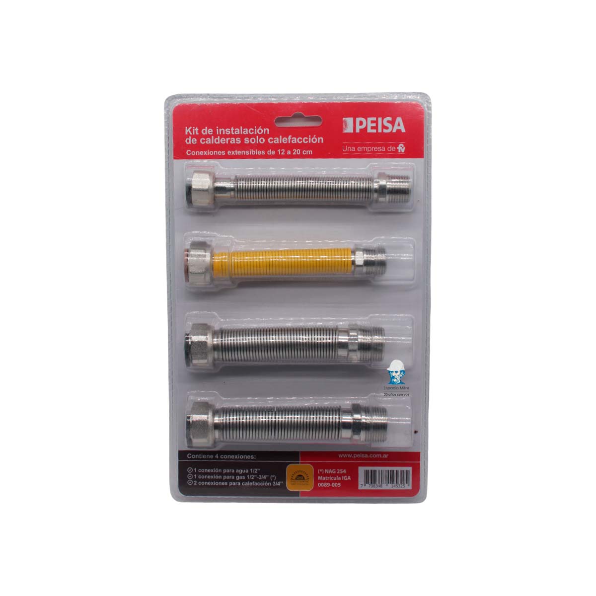 PEISA KIT CONEXION FLEXIBLE DIVA C (GAS 1/2 - 3/4) 10001754