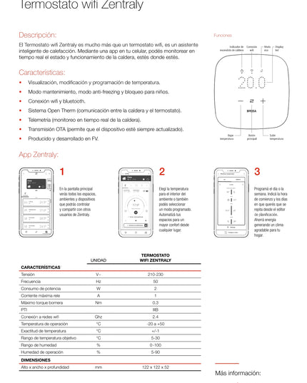 PEISA TERMOSTATO AMBIENTE ZENTRALY WIFI 10001778