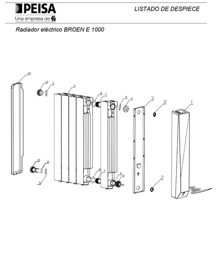 PEISA RADIADOR BROEN E ELECTRICO 1000 BLANCO 5 ELEMENTOS 10001822