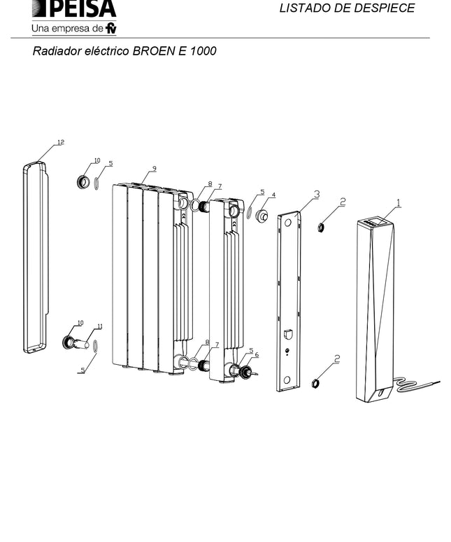 PEISA RADIADOR BROEN E ELECTRICO 1000 BLANCO 5 ELEMENTOS 10001822