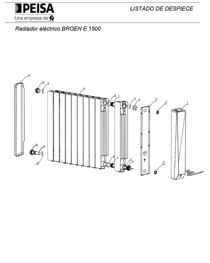 PEISA RADIADOR BROEN E ELECTRICO 1500 BLANCO 9 ELEMENTOS 10001823