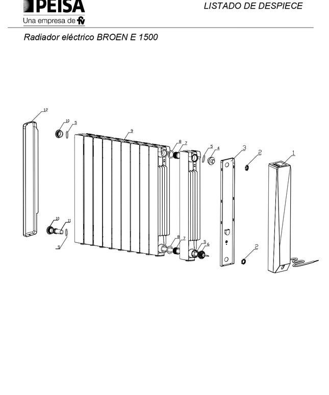PEISA RADIADOR BROEN E ELECTRICO 1500 BLANCO 9 ELEMENTOS 10001823