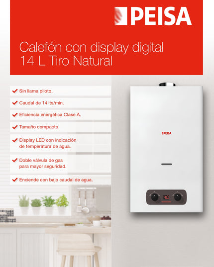 Peisa Calefón A Gas Tiro Natural 14 Litros Tne 10002642