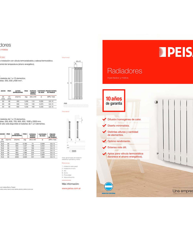 PEISA RADIADOR BROEN 600 BL 8 ELEMENTOS 10001645