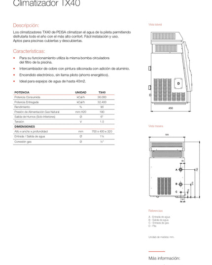 PEISA CALENTADOR DE PISCINAS TX 40 GN 10000097