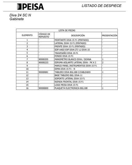 PEISA CALDERA DIVA 24 C N GN 10000307