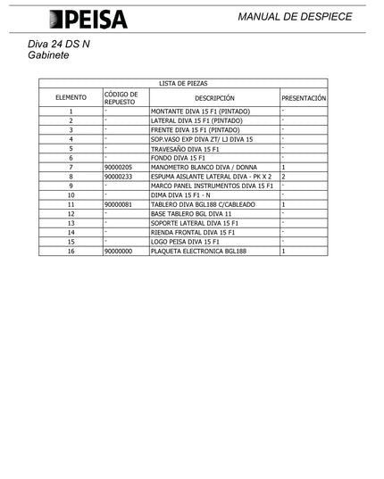 PEISA CALDERA DIVA 24 DS N METRO GN 10000041