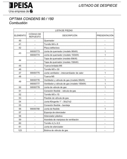 PEISA CALDERA OPTIMA CONDENS 90 10001502