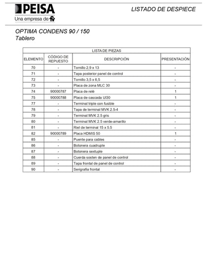 PEISA CALDERA OPTIMA CONDENS 90 10001502